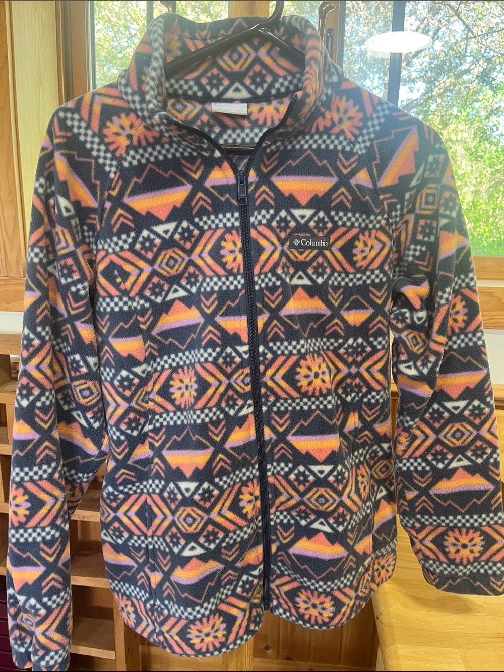 Columbia Woman’s Navy & Pink Aztec Fleece Jacket